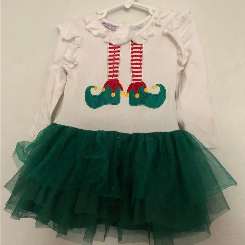 BlueBeri boulevard Dress Girls Size 4T With Pants Green White Red‎